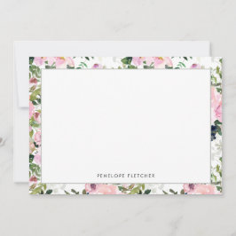 Elegant groen Bloemen Border Modern Notitiekaartje