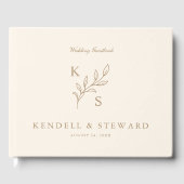 Elegant groen Bloemen bruiloft Logo Monogram Gastenboek (Voorkant)