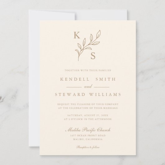 Elegant groen Bloemen bruiloft Logo Monogram Kaart (Voorkant)