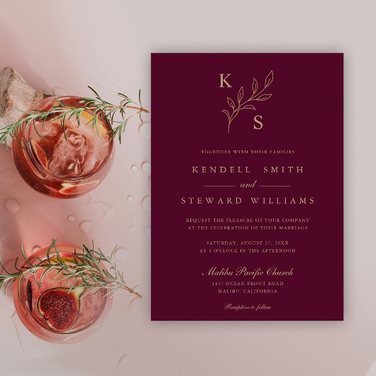 Elegant groen Bloemen bruiloft Logo Monogram Kaart