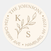 Elegant groen Bloemen bruiloft Logo Monogram Ronde Sticker (Voorkant)