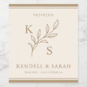 Elegant groen Bloemen bruiloft Logo Monogram Wijn Etiket (Enkel label)