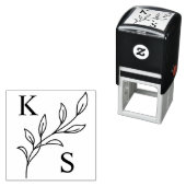 Elegant groen Bloemen bruiloft Logo Monogram Zelfinktende Stempel (In situ)