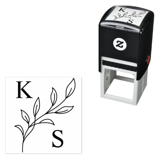 Elegant groen Bloemen bruiloft Logo Monogram Zelfinktende Stempel (In situ)