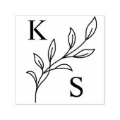 Elegant groen Bloemen bruiloft Logo Monogram Zelfinktende Stempel (Design)