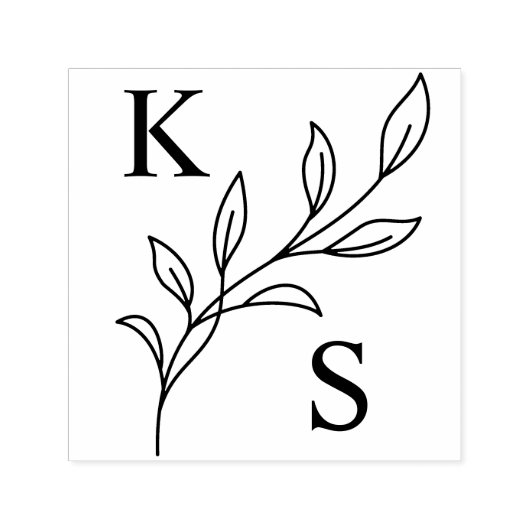 Elegant groen Bloemen bruiloft Logo Monogram Zelfinktende Stempel (Design)