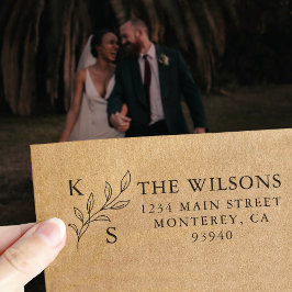 Elegant groen Bloemen bruiloft Logo Monogram Zelfinktende Stempel