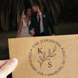 Elegant groen Bloemen bruiloft Logo Monogram Zelfinktende Stempel