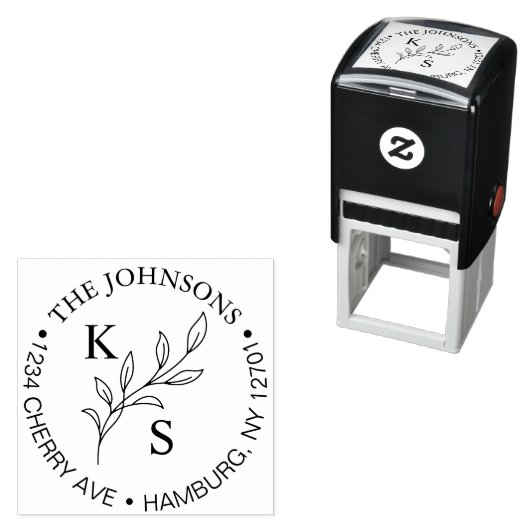 Elegant groen Bloemen bruiloft Logo Monogram Zelfinktende Stempel (In situ)