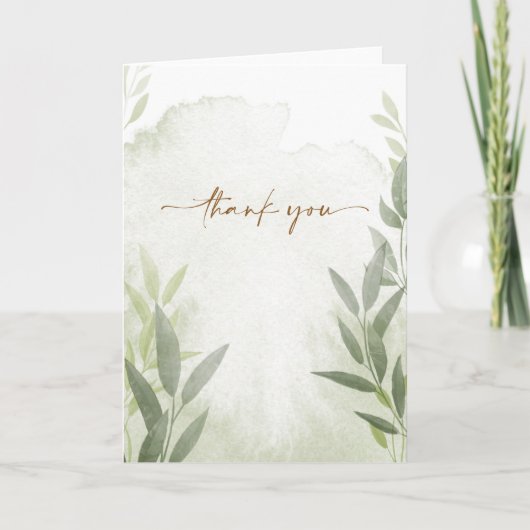 Elegant groen Bloemen Dank u kaart (Voorkant)