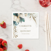 Elegant groen bloemen minimale Blauwgroen gouden b Servet (Insitu)