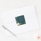 Elegant groen bloemen minimale Blauwgroen gouden b Vierkante Sticker (Envelop)