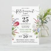 Elegant Groen Bloemen Pensioen Feest Kaart (Staand voorkant)