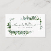 Elegant Groen Bloemen QR Code Visitekaartje (Voorkant)