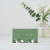 Elegant Groen Bloemen QR Code Visitekaartje (Staand voorkant)