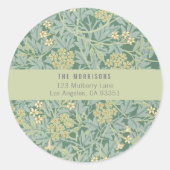Elegant groen bloemen retouradreslabel ronde sticker (Voorkant)