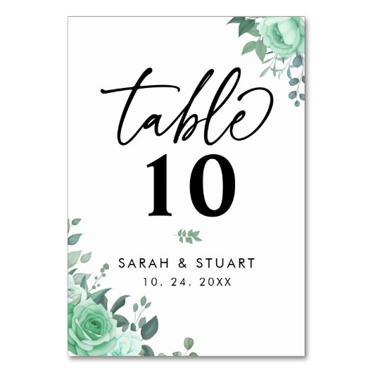 Elegant groen bloemen script bruiloft kaart (Voorkant)