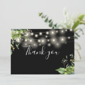Elegant groen Bloemen String Lichten Bedankkaart (Staand voorkant)