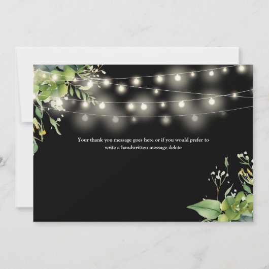 Elegant groen Bloemen String Lichten Bedankkaart (Achterkant)