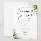 Elegant groen Bloemen Trouwavond Party Kaart (Voorkant / Achterkant)