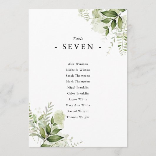 Elegant groen Bloemen Zitplannummer Tafelnummer (Achterkant)