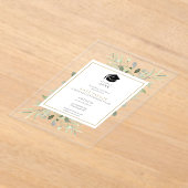 Elegant groen Bloemenafstudeerfeest Acryl Uitnodigingen (Laagn)