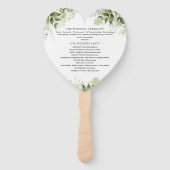 Elegant groen bloemenbruiloft programma hart handwaaier (Achterkant)