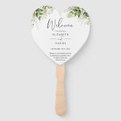 Elegant groen bloemenbruiloft programma hart handwaaier (Voorkant)