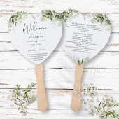 Elegant groen bloemenbruiloft programma hart handwaaier