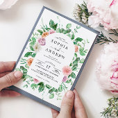 Elegant groen bloemenbruiloft uitnodiging