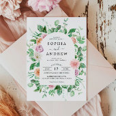 Elegant groen bloemenbruiloft uitnodiging