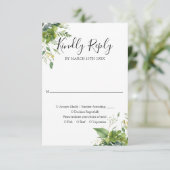 Elegant groen bloemenbruiloft vriendelijk antwoord (Staand voorkant)