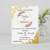 elegant groen bloemenbruiloftsuitnodiging folie uitnodiging (Staand Voorkant)