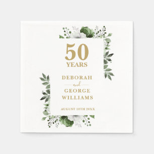 Elegant groen bloemendesign voor 50ste huwelijksve servet