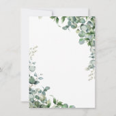 Elegant groen bloemeneucalyptus bruiloft kaart (Achterkant)