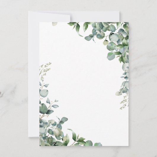 Elegant groen bloemeneucalyptus bruiloft kaart (Achterkant)