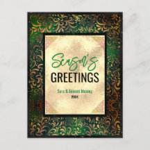 Elegant groen bloemengoud Kerstmis nieuwjaar