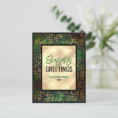 Elegant groen bloemengoud Kerstmis nieuwjaar Briefkaart (Staand voorkant)