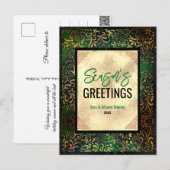 Elegant groen bloemengoud Kerstmis nieuwjaar Briefkaart (Voorkant / Achterkant)