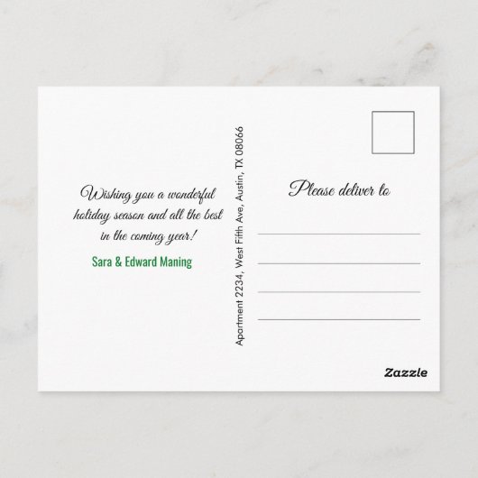 Elegant groen bloemengoud Kerstmis nieuwjaar Briefkaart (Achterkant)