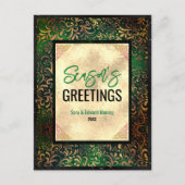 Elegant groen bloemengoud Kerstmis nieuwjaar Briefkaart (Voorkant)