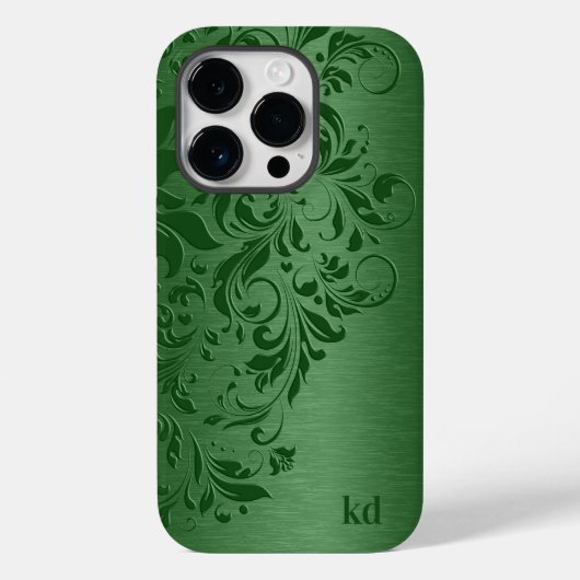 Elegant groen bloemenkant op groen Case-Mate iPhone case (Achterkant)