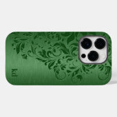 Elegant groen bloemenkant op groen Case-Mate iPhone case (Achterkant (horizontaal))