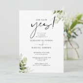 Elegant groen Bloemenverlovingsfeest Kaart (Staand voorkant)