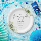 Elegant groen Bloemenverlovingsfeest Papieren Bordje (Feest)