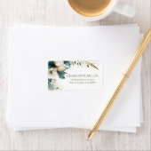 Elegant groen bloemig Blauwgroen gouden bruiloft Etiket (Insitu)