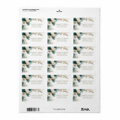 Elegant groen bloemig Blauwgroen gouden bruiloft Etiket (Full Sheet)