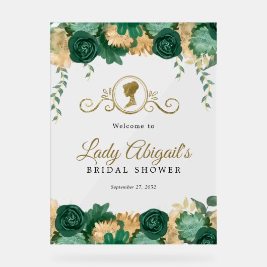 Elegant groen bloemig Victoriaans Vrijgezellenfees Acryl Bord (Voorkant)