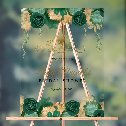 Elegant groen bloemig Victoriaans Vrijgezellenfees Acryl Bord (Neutraal)