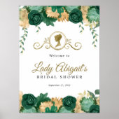 Elegant groen bloemig Victoriaans Vrijgezellenfees Poster (Voorkant)